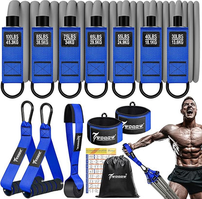WOQQW Heavy Resistance Bands for Working Out, 350lbs/450lbs Exercise Bands with Handles, Workout Bands Set for Men, Fitness Weight Bands for Muscle Strength Training,Stretching,Slim,Home Gym Equipment