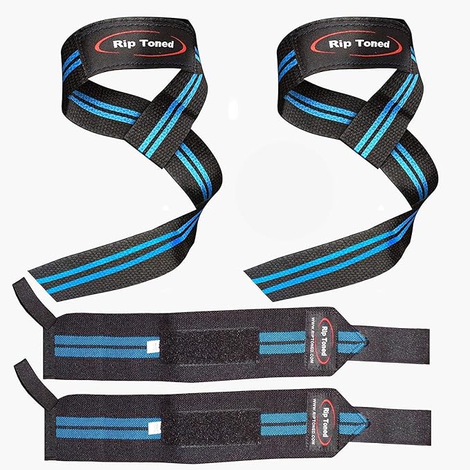 Rip Toned Wrist Wraps & Lifting Straps Combo – Dynamic Duo Push & Pull Support for Weightlifting – Wrist Support Wraps + Padded Grip Straps for Bench, Deadlifts, Rows & Pull-Ups (Men & Women)