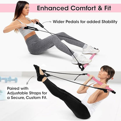 Stretched Fusion Pilates Bar Kit with Resistance Band for Home Workouts | Multifunctional Home Pilates Kit Set for Women & Men | Workout Bar for Legs, Hip, Waist and Arm, Includes 3 Bonuses