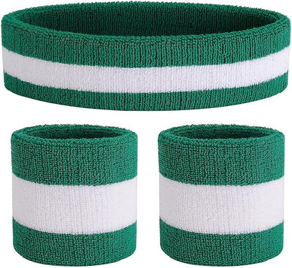ONUPGO Sweatband Set Sports Headband Wristband Set Sweatbands Terry Cloth Wristband Wrist Sweatband Headbands Moisture Wicking Sweat Absorbing Head Band