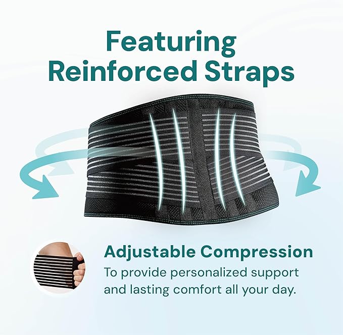 OPPO RW501 Breathable Back Stabilizer with Flexible Stays - Lower Back Pain Relief, Sciatica Pain Relief, Herniated Disc Relief, and Weight Lifting (Black, L/XL, 1-Pack)