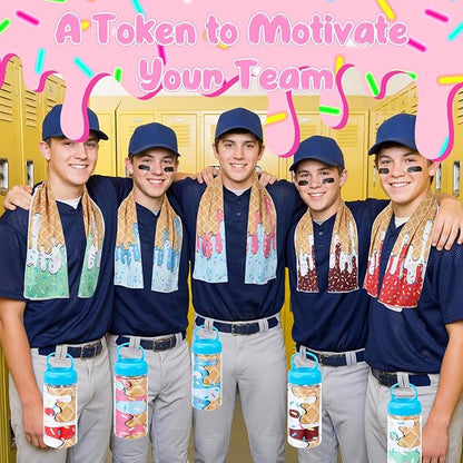 12 Pack Ice Cream Drip Baseball Cooling Towels for Boys, Ice Cream Print Sports Towels with Bags, 40"x12" Breathable Chilly Towel, Colorful Summer Microfiber Towel for Sport Team Gift Beach