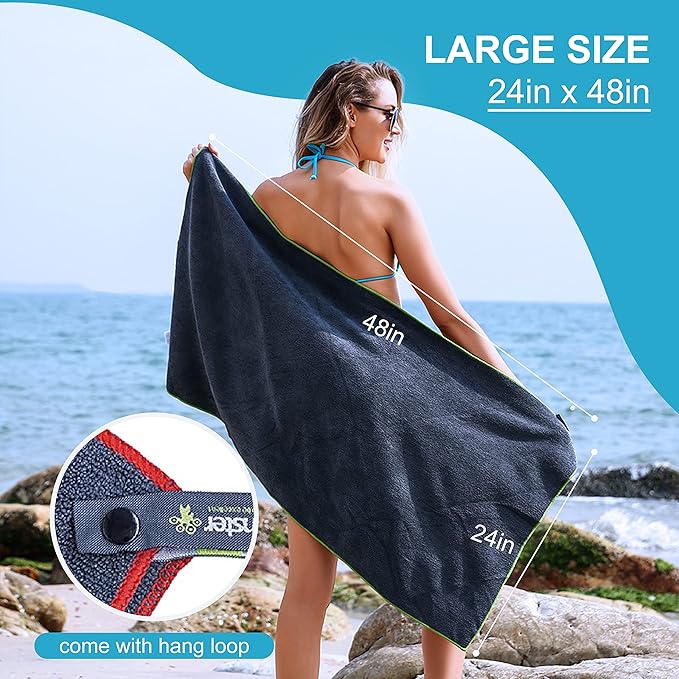 4Monster 4-Pack Quick Dry Microfiber Travel Towels – Super Absorbent, Ultra-Soft Camping Towel Set with Waterresistant Bag, Lightweight & Compact for RV, Gym, Beach, Pool, Swimming, and Family Trips