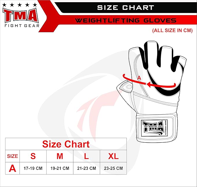 TMA Weight Lifting Gloves for Gym Workout – Cowhide Leather, Long Wrist Support with Anti Slip Palm Protection – Great Grip for Fitness, Bodybuilding, Powerlifting, Strength Training & Exercise