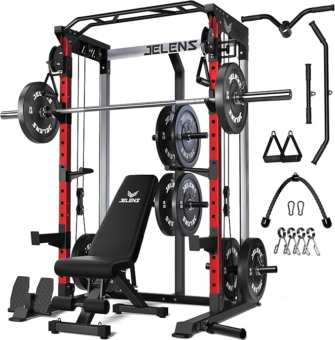 C21 Power Cage, 2000LBS Multi-Function Power Rack with Independent Dual Pulley System, All-in-One Squat Rack for Cable Crossover, Home Gym Workout Machine