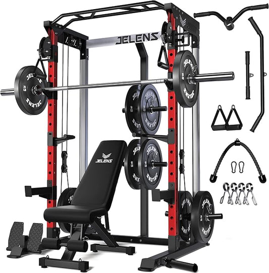 C21 Power Cage, 2000LBS Multi-Function Power Rack with Independent Dual Pulley System, All-in-One Squat Rack for Cable Crossover, Home Gym Workout Machine