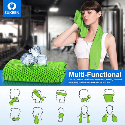 Sukeen 4 Pack Cooling Towels (40"x12"), Cooling Neck Wraps, Ice Towel, Soft Breathable Chilly Towel,Microfiber Towel for Yoga,Sport,Running,Gym,Workout,Camping,Fitness,Workout & More Activities