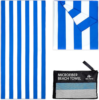 Elite Trend Quick Dry Towel Large 63x31 Inch - Microfiber Beach Towel - Perfect for Beach, Travel, Swimming, Pool, Yoga, Hiking, Camping - Lightweight, Fast Drying, Compact for Adults (Cabana Blue)