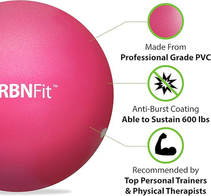 URBNFit Mini Exercise Ball 9” – Small Pilates & Yoga Stability Ball for Core Strength, Balance, Pregnancy & Physical Therapy – Anti-Burst Swiss Ball w/Quick Pump – Home, Office, Gym