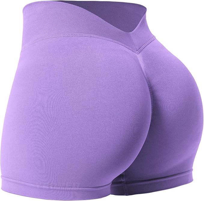 YEOREO Workout Scrunch Shorts Women V Back Gym Butt Lifting Liz High Waisted Seamless Shorts