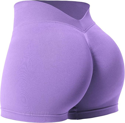 YEOREO Workout Scrunch Shorts Women V Back Gym Butt Lifting Liz High Waisted Seamless Shorts