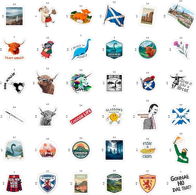 100Pcs Scotland Stickers for Luggage, for Water Bottle, Scottish Stickers - Scotland Party Supplies - Scottish Gifts - Gift for Women & Men
