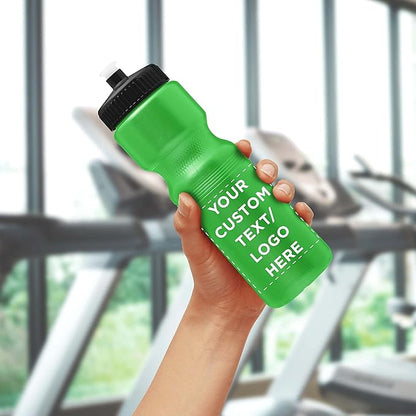 DISCOUNT PROMOS 28 oz. Custom Push Cap Plastic Water Bottles Set of 10/50/100, Personalized Bulk Pack - Perfect for Gym, Hiking, Camping, Outdoor Sports - Neon Green