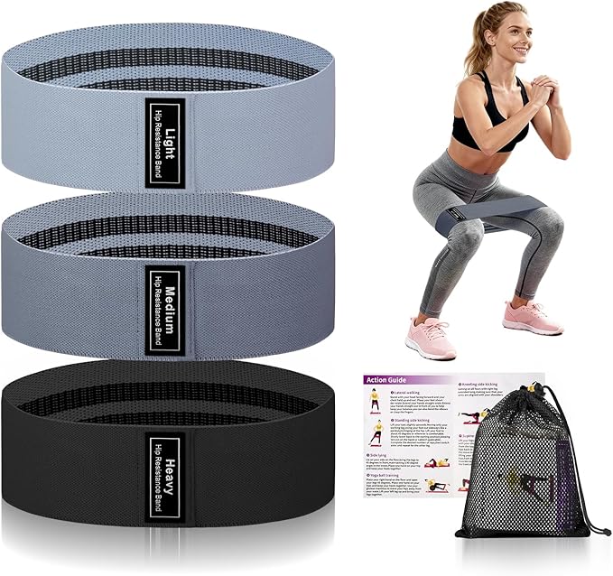 Muka 3 Pcs Resistance Bands Fabric Stretch Bands for Working Out, Yoga Elastic Band Loops for Booty Legs Thigh Glute Exercise