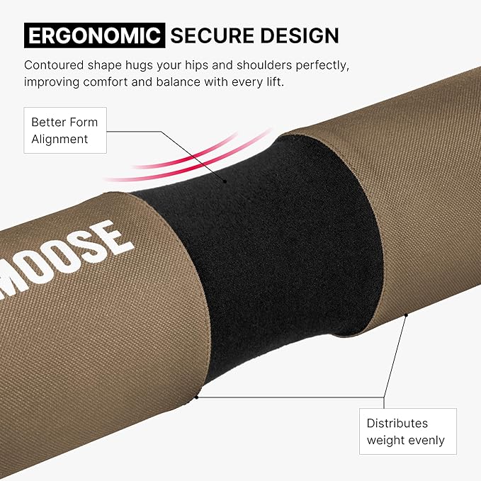 DMoose Fitness Barbell Pad for Hip Thrust, Squat & Lunges - Non-Slip Thick Foam Cushion for Neck and Back Support with Two Straps - Hip Thrust Pad for Leg Day - Fits All Olympic Bars and Smith Machine