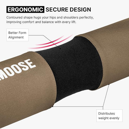 DMoose Fitness Barbell Pad for Hip Thrust, Squat & Lunges - Non-Slip Thick Foam Cushion for Neck and Back Support with Two Straps - Hip Thrust Pad for Leg Day - Fits All Olympic Bars and Smith Machine