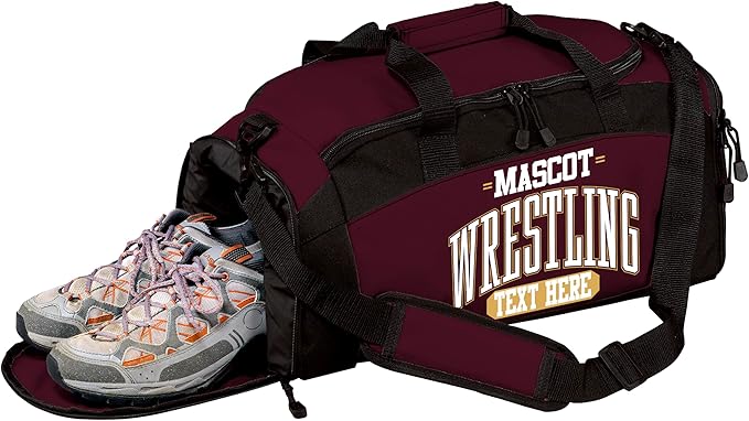 Personalized Wrestling Duffel Bag with Shoe Compartment – Custom Name Wrestling Gear Bag – Athlete Gym Bag for Boys & Girls – Team Travel Sports Duffel with Separate Shoe Pocket