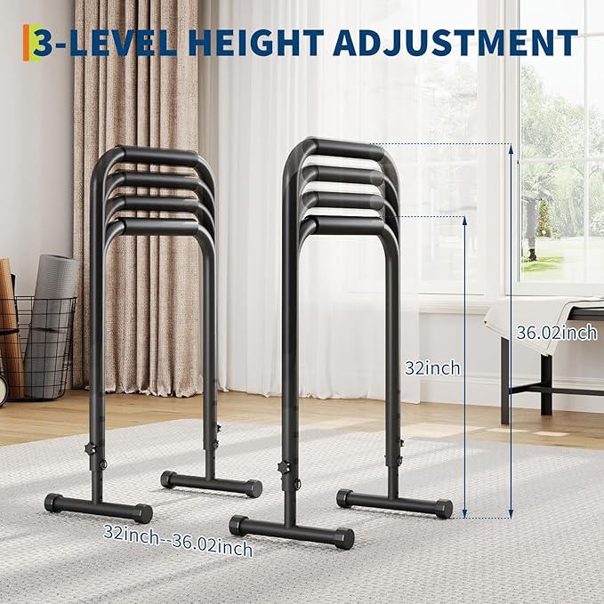 GarveeLife Adjustable Dip Bars Station, Heavy Duty Dip Stands, 440LBS Stable Dip Stands for Home Gym, Portable Dip Bar for Calisthenics & Upper Body Workout Equipment
