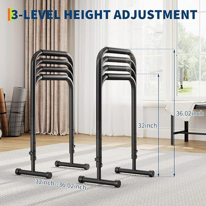 GarveeLife Adjustable Dip Bars Station, Heavy Duty Dip Stands, 440LBS Stable Dip Stands for Home Gym, Portable Dip Bar for Calisthenics & Upper Body Workout Equipment