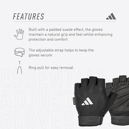 adidas Essential Training & Weightlifting Gloves, Fingerless Workout Gloves