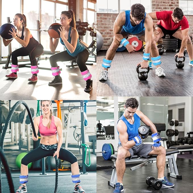 Adjustable Ankle Weights for Women Men 1/2/3/4/5/6/8/10/12/20 LBS 1 Pair Wrist Leg Arm Weights with Removable Weight Strength Training Weight for Walking Running Fitness Physical Therapy