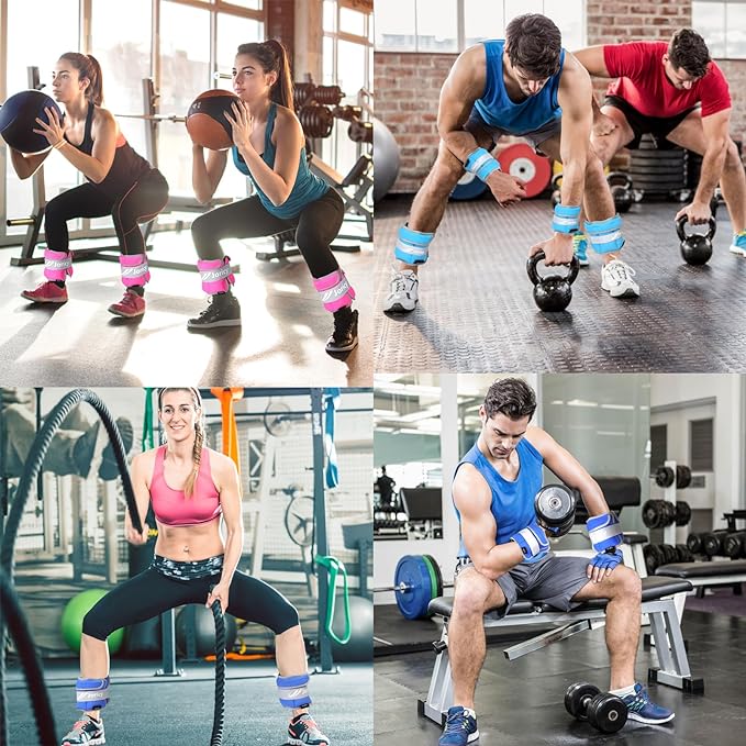 Adjustable Ankle Weights for Women Men 1/2/3/4/5/6/8/10/12/20 LBS 1 Pair Wrist Leg Arm Weights with Removable Weight Strength Training Weight for Walking Running Fitness Physical Therapy