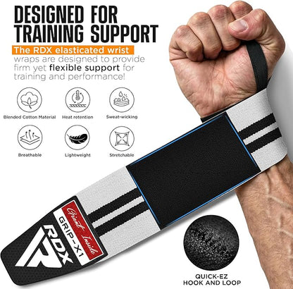 RDX Wrist Wraps for Weightlifting (Pair), IPL USPA Approved, Elasticated 18” Cotton Straps Support with Thumb Loop, Gym Wrap for Weight Lifting Powerlifting Competition Strength Training Bodybuilding