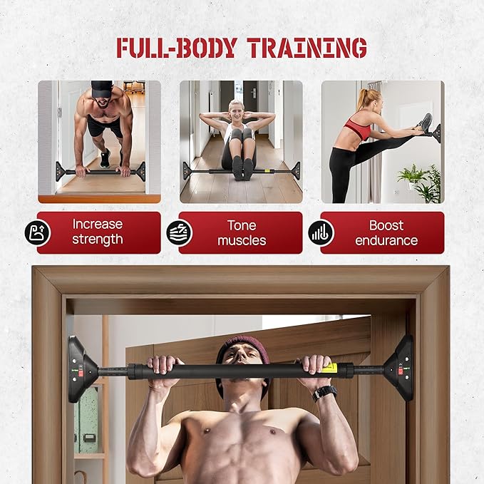 Yes4All Heavy Duty Wall Mounted Pull Up Bar, Over Door Pull Up Bar for Doorway, Multi Grip Chin Up Bar, Sturdy Strength Training Bars & Durable Gym Bar for Home Exercise