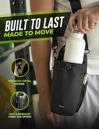 kyrra. Magnetic Gym Bag with Water Bottle Holder Compact Crossbody Bag with Magnetic Attachment and Reusable Gym Pouch Small Gym Water Bottle Bag for Men and Women