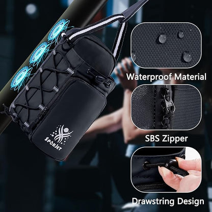 Magnetic Gym Bag for Water Bottle – Fits Up to 46oz, Sling Water Bottle Holder with Strap & Phone Pocket, Magnetic Workout Bag for Gym, Fitness, Outdoor, Men & Women