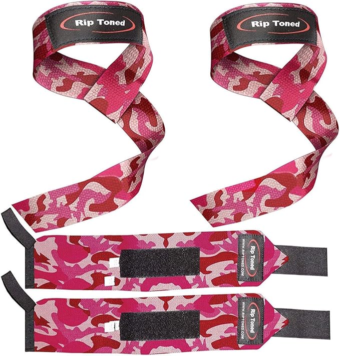 Rip Toned Wrist Wraps & Lifting Straps Combo – Dynamic Duo Push & Pull Support for Weightlifting – Wrist Support Wraps + Padded Grip Straps for Bench, Deadlifts, Rows & Pull-Ups (Men & Women)
