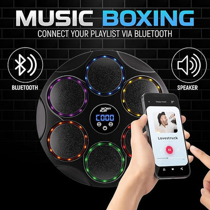 Music Boxing Beatbox Trainer by Sporty Body, 9 Speeds & 9 Light Modes, Bluetooth Sync, Auto Counting, and Durable ABS Body for Home Workouts, Supports 440lbs Punch Force, Wall Mounted Boxing Machine
