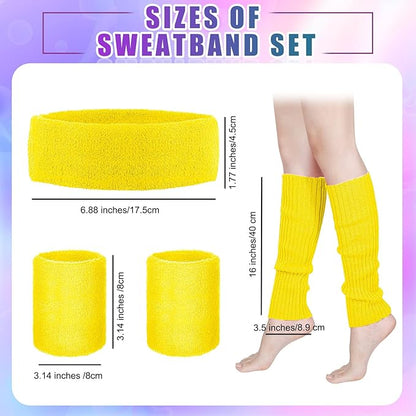 SATINIOR 80s Women Workout Outfit Neon Leg Warmer Headband Wristbands Fanny Pack Set 80s Accessories for Yoga Running