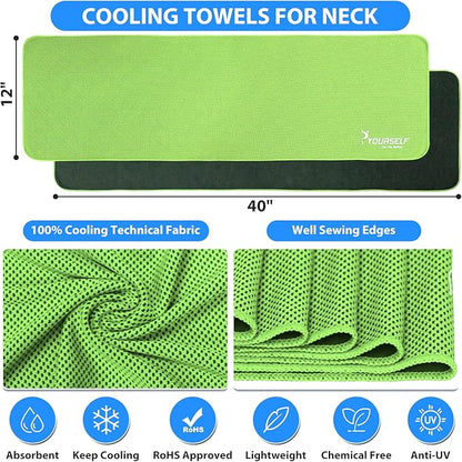 SYOURSELF Cooling Towel, Cooling Towels for Neck,40" x 12"Ice Towel for Instant Cooling Relief, Soft Breathable Chilly Towel, Perfect Yoga, Golf, Sports, Gym, Workout, Athletes Towel (1PC-Green)