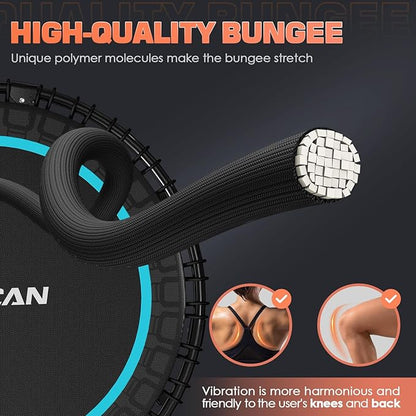 BCAN BT2 450/550LBS Mini Rebounder Trampoline for Adults with Bar, Fitness Trampoline with Bungees, Adjustable Handle, Stable & Quiet, Indoor Outdoor, Whole-Body Workout & Relaxation at Home-40IN/48IN