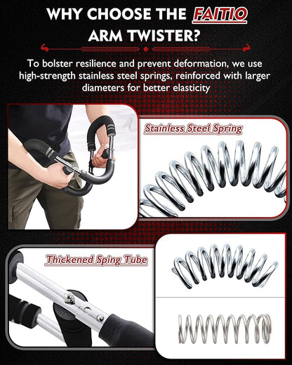 Twister Arm Exerciser, Adjustable Spring Workout Bar, Forearm Triceps Chest Inner Thigh Muscle Enhanced Exercise Strengthener, Upper Body Strength Builder Trainer, Home Fitness Equipment