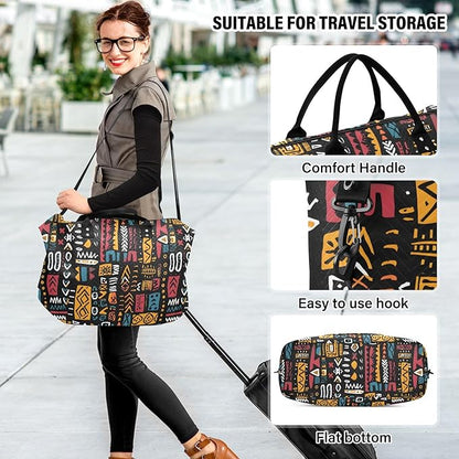 Weekender Bags Travel Duffel Gym Bag Carry on Overnight Tote Bag with Toiletry Bag for Airplane Travel Trip Gym Yoga (African Geometric Print)