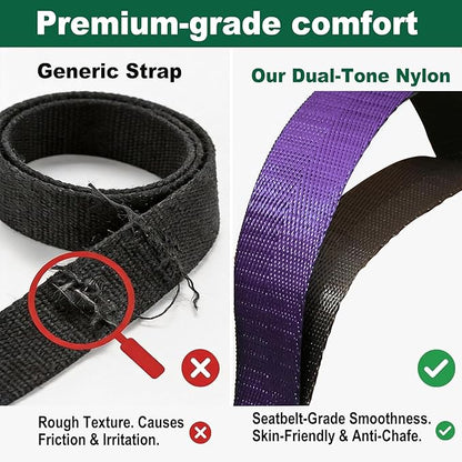 Stretching Strap with 10 Loops – Non-Elastic Yoga Strap for Physical Therapy, Knee Replacement Recovery & Plantar Fasciitis – Leg Stretcher Band for Flexibility & Hamstring Rehab