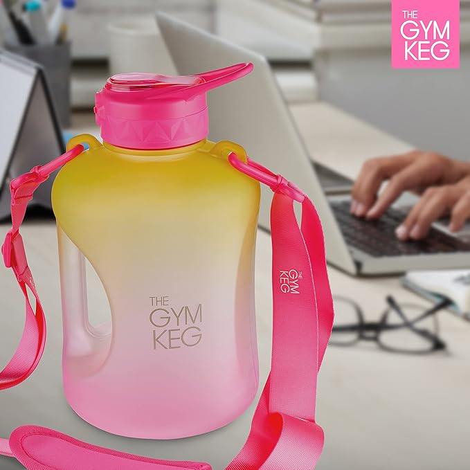 THE GYM KEG 1 Gallon Water Bottle (128oz) I 3.78l Big Water Jug I 128 oz Sports Bottle with Straw and Motivational Time Markings I Large Reusable Bottle | BPA-Free Plastic I Leakproof
