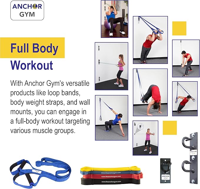 Anchor Gym Body Weight Resistance Straps - Adjustable Body Weight Training Straps, Stretching & Full-Body Training - Exercise Straps with Handles for Home Gym Workouts