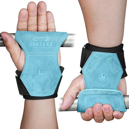 Weight Lifting Wrist Straps, Gym Straps Weight Lifting for Deadlift and Powerlifting, Double Layer Leather Wrist Wraps with Padded Cushion Wrist Loop, Weightlifting Grips for Men and Women