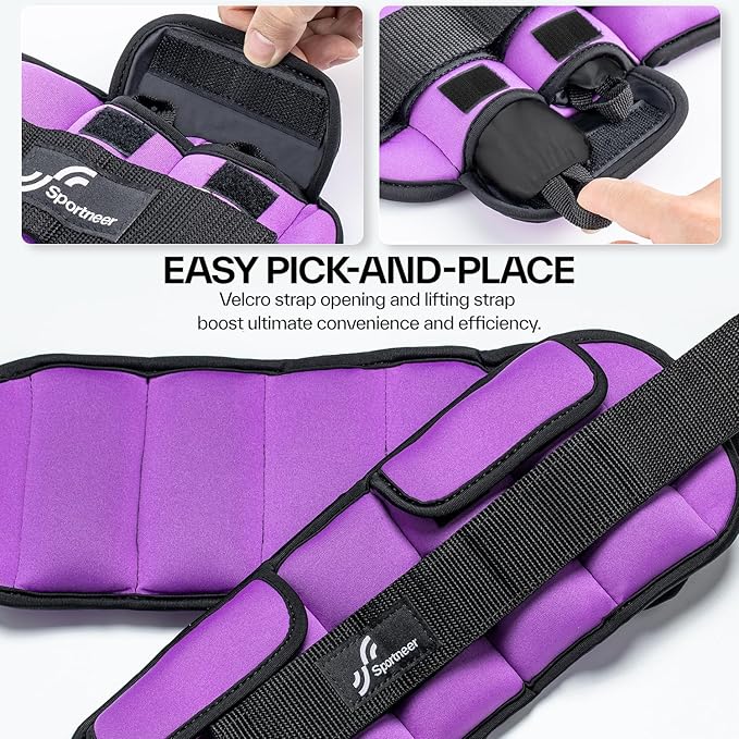Sportneer Upgrade Adjustable Ankle and Wrist Weights for Women and Men 1-7 lbs / 1-10 lbs Set | Comfortable, Secure Fit for Walking, Running, Fitness, Physical Therapy, Home Gym