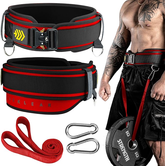 MANUEKLEAR 2-in-1 Weightlifting Belt & Dip Belt with 36.7 IN Rope, Double-Layer Weight Lifting Belts, Powerlifting Gym Weighted Belt for Pull Up Squat