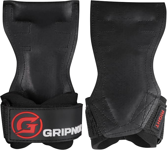 Premium Weight Lifting Grips & Straps for Deadlifts & Powerlifting – Anti-Slip Leather and Rubber Grip with Padded Wrist Wrap Support –