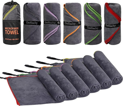 Dofilachy 6 Pack Camping Towel - Camping Towels Quick Dry Towel Microfiber Travel Sports Towel for Camp Bath Beach Swim, Large 24” x 48”