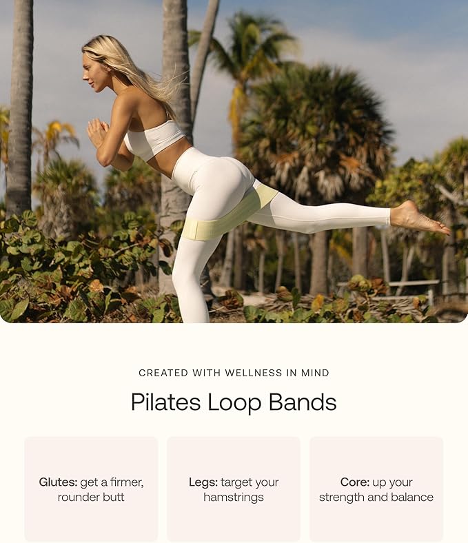 BetterMe Pilates Loop Bands – Resistance Bands Set for Women – Elastic Workout Bands for Glutes, Legs & Core – Home Fitness & Exercise Bands