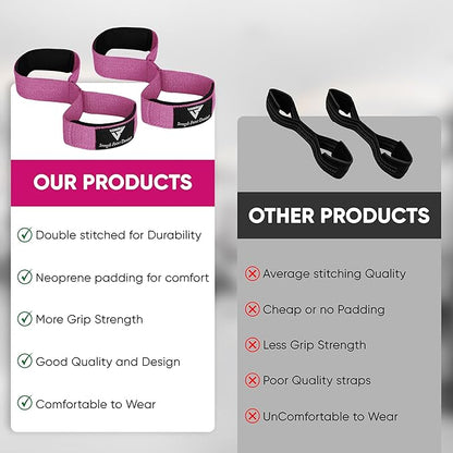 Weight Lifting Straps Figure 8, Anti Slip Strap with cuffs wrist Support for Gym Workout Deadlift Powerlifting Bodybuilding Weightlifting, Fitness Strength Training, Hand Bar Grip for Men