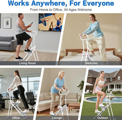 HXD-ERGO Stair Stepper for Home, New Version 6 Adjustable Resistance Vertical Climber Cardio Exercise Machine, Folding Stair Climber for Full Body Workout with Adjustable Handlebar