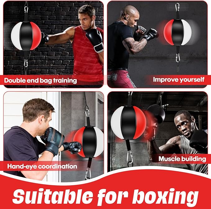 Doorway Punching Bag Double End Bag for Boxing, No Wall Installation Boxing Training Set with Bungee Cords, Double End Punching Ball Striking Equipment for Training at Home & Gym