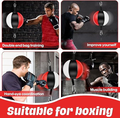 Doorway Punching Bag Double End Bag for Boxing, No Wall Installation Boxing Training Set with Bungee Cords, Double End Punching Ball Striking Equipment for Training at Home & Gym